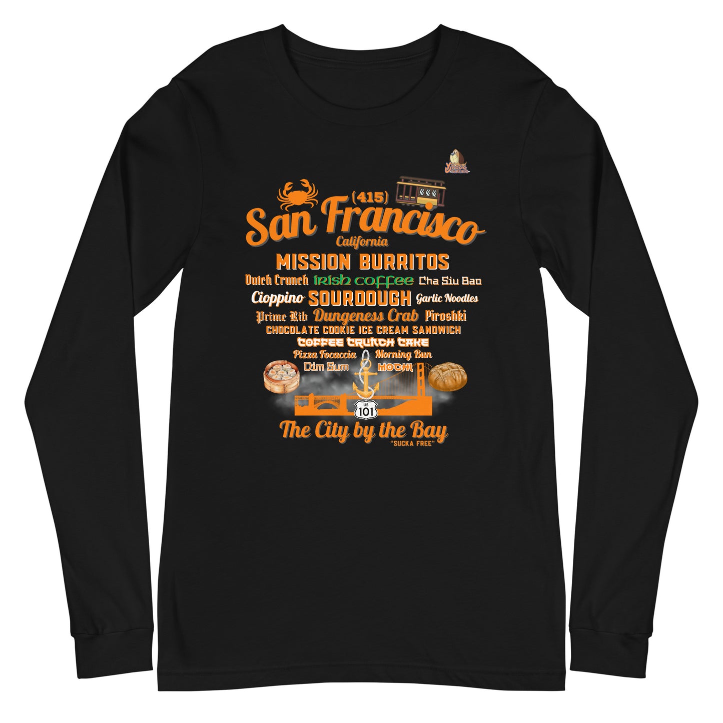 San Francisco Orange & Black Unisex Long Sleeve T-Shirt (Bella + Canvas 3501)