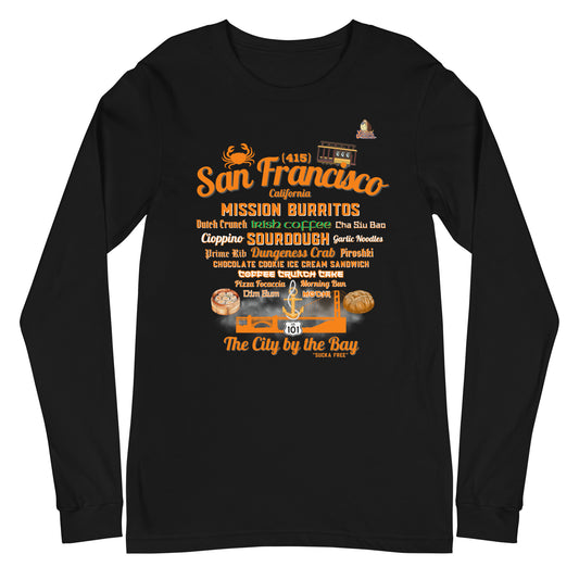 San Francisco Orange & Black Unisex Long Sleeve T-Shirt (Bella + Canvas 3501)