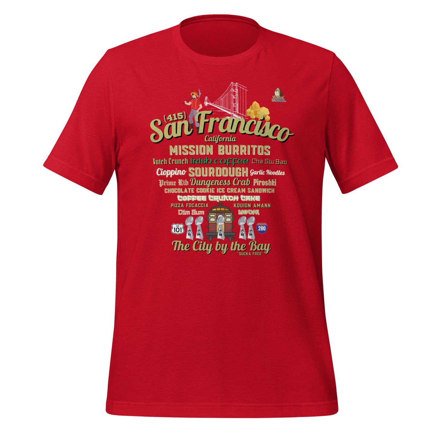 San Francisco Red & Gold Unisex T-Shirt (Bella + Canvas 3001)