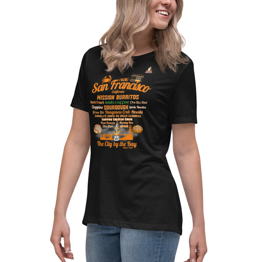 San Francisco Orange & Black Women's Relaxed T-Shirt (Bella + Canvas 6400)