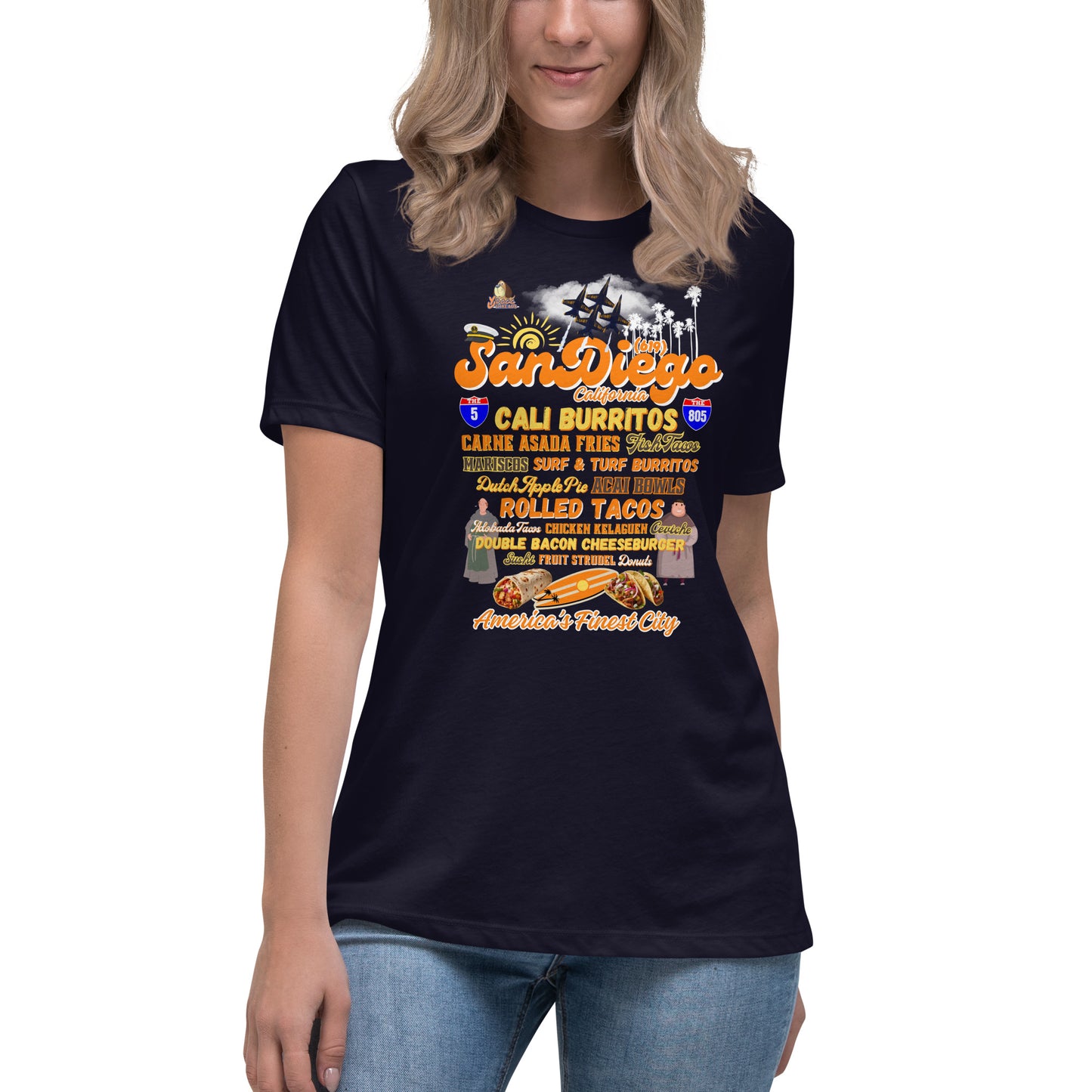 San Diego Navy Women's Relaxed T-Shirt (Bella + Canvas 6400)