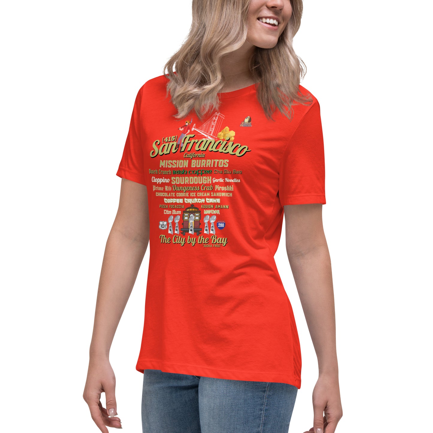 San Francisco Red & Gold Women's Relaxed T-Shirt (Bella + Canvas 6400)