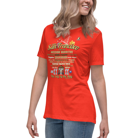 San Francisco Red & Gold Women's Relaxed T-Shirt (Bella + Canvas 6400)