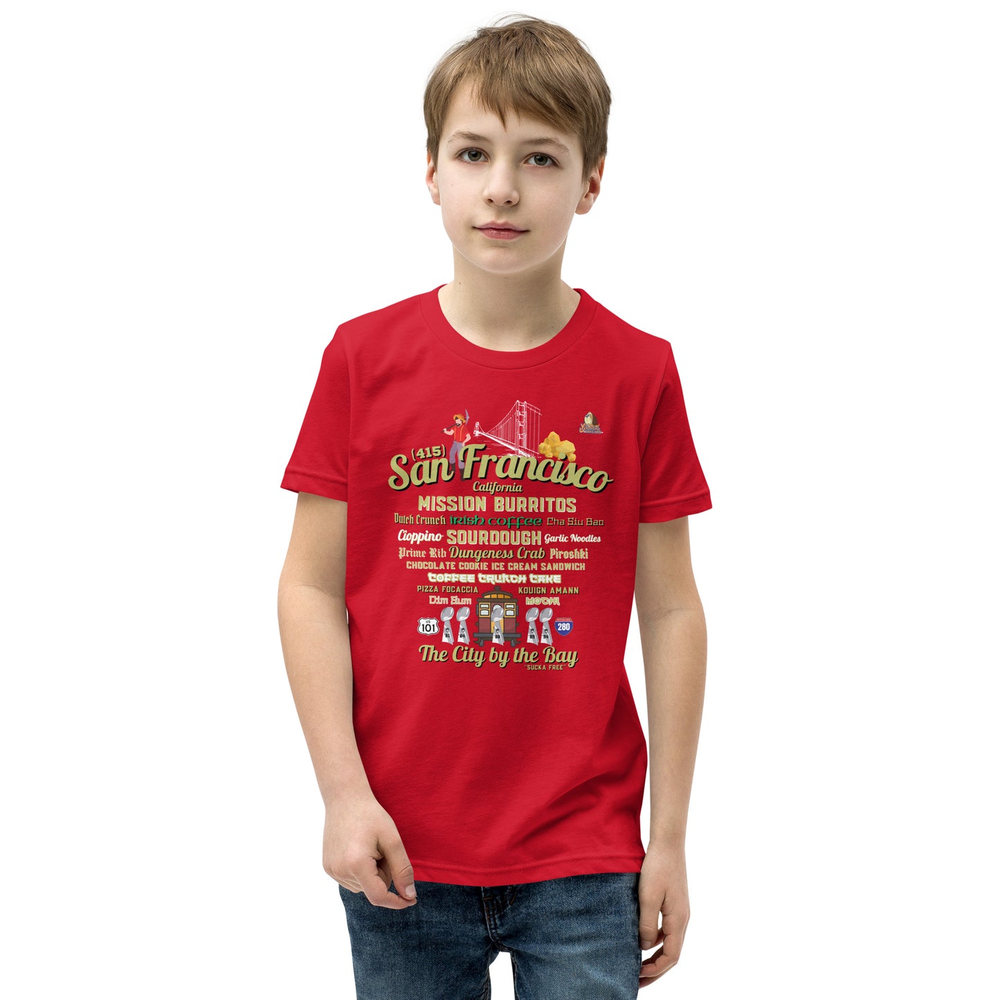 San Francisco Red & Gold Youth Short Sleeve T-Shirt (Bella + Canvas 3001Y)