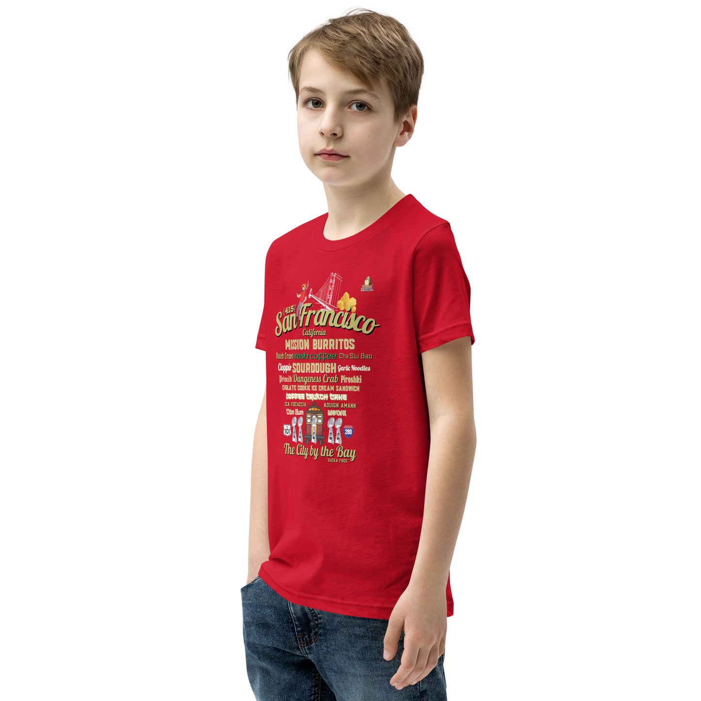 San Francisco Red & Gold Youth Short Sleeve T-Shirt (Bella + Canvas 3001Y)