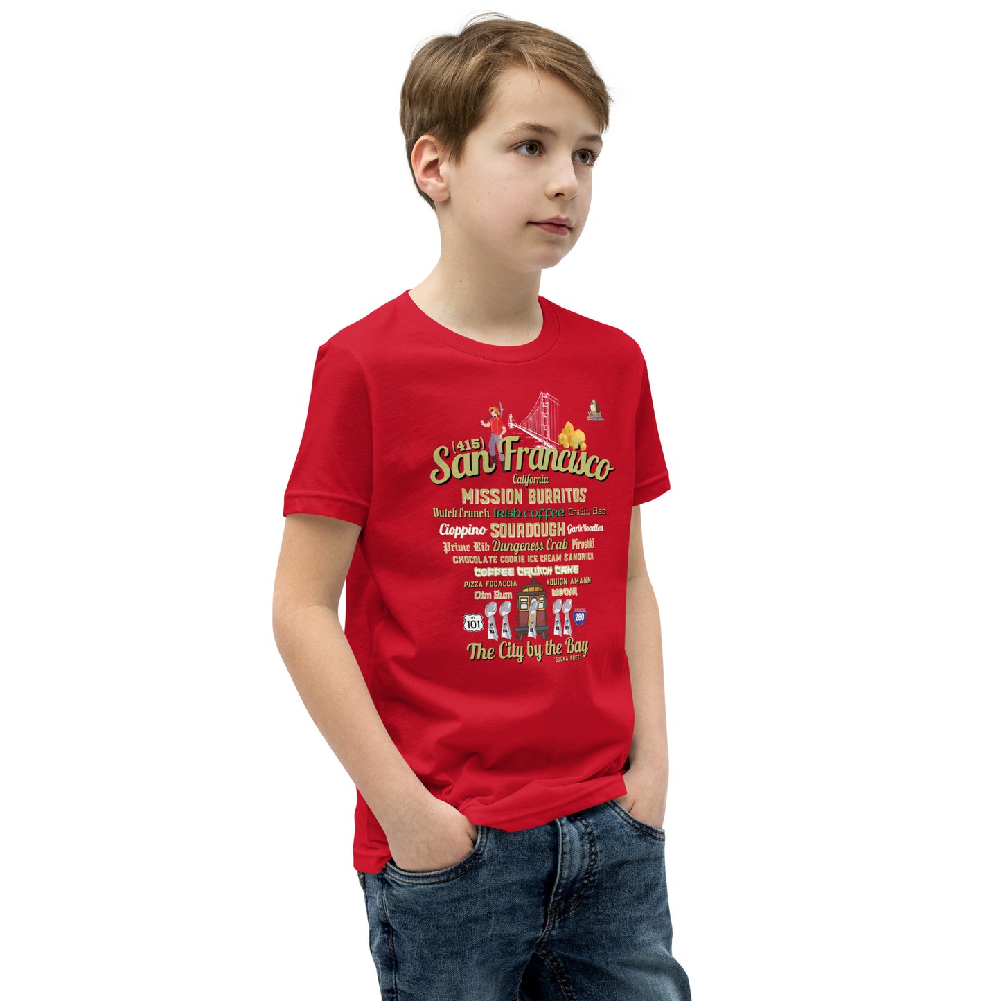 San Francisco Red & Gold Youth Short Sleeve T-Shirt (Bella + Canvas 3001Y)